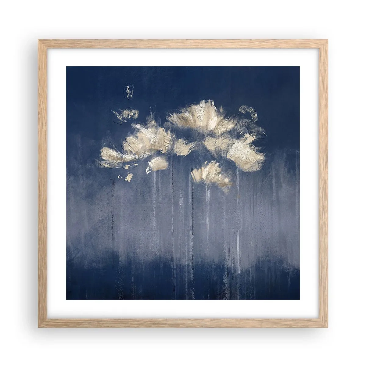 Een poster in een licht eiken lijst - Als bloemblaadjes in de wind - 50x50 cm