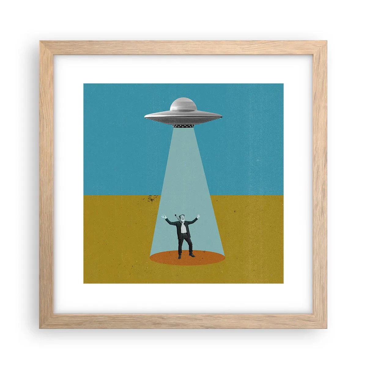 Een poster in een licht eiken lijst - Een nauwe ontmoeting - 30x30 cm