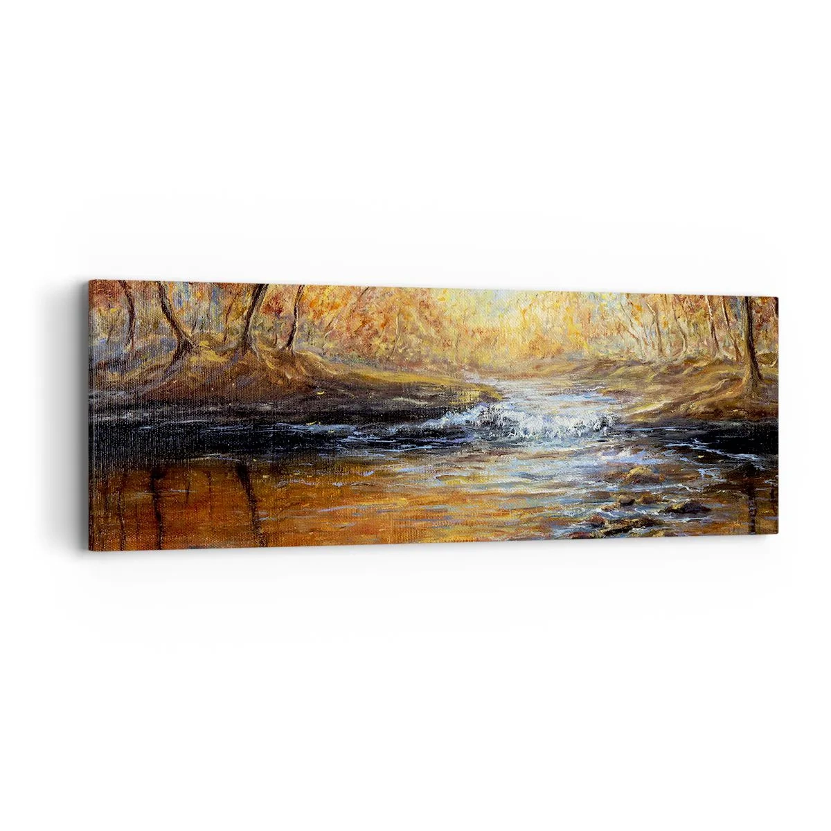 Schilderen op canvas - De gouden stroom - 90x30 cm