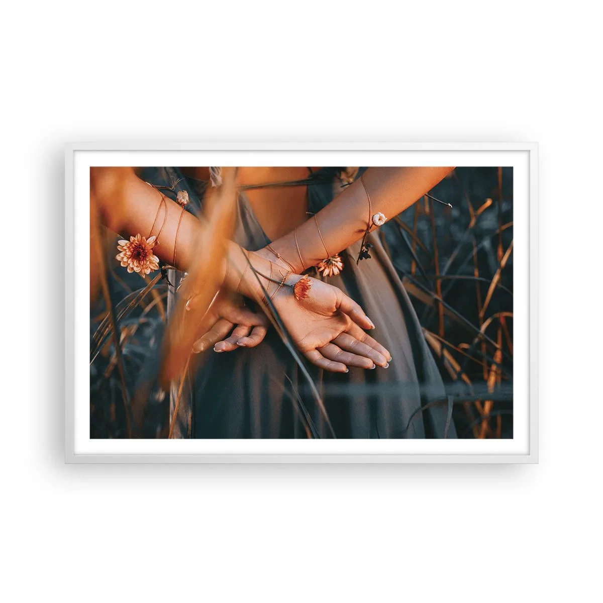 Poster in een witte lijst - Verbonden met de natuur - 91x61 cm