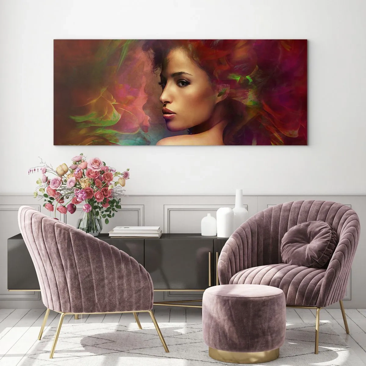 Schilderen op glas - Mooier dan een regenboog, zo delicaat als een mist - 100x40 cm