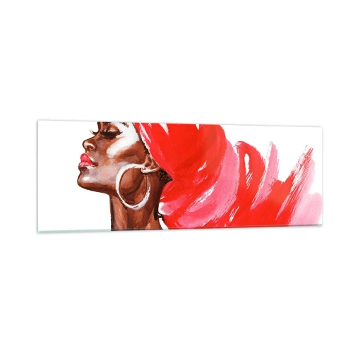 Schilderen op glas - Er is een wind die de neusgaten van een man opent - 90x30 cm