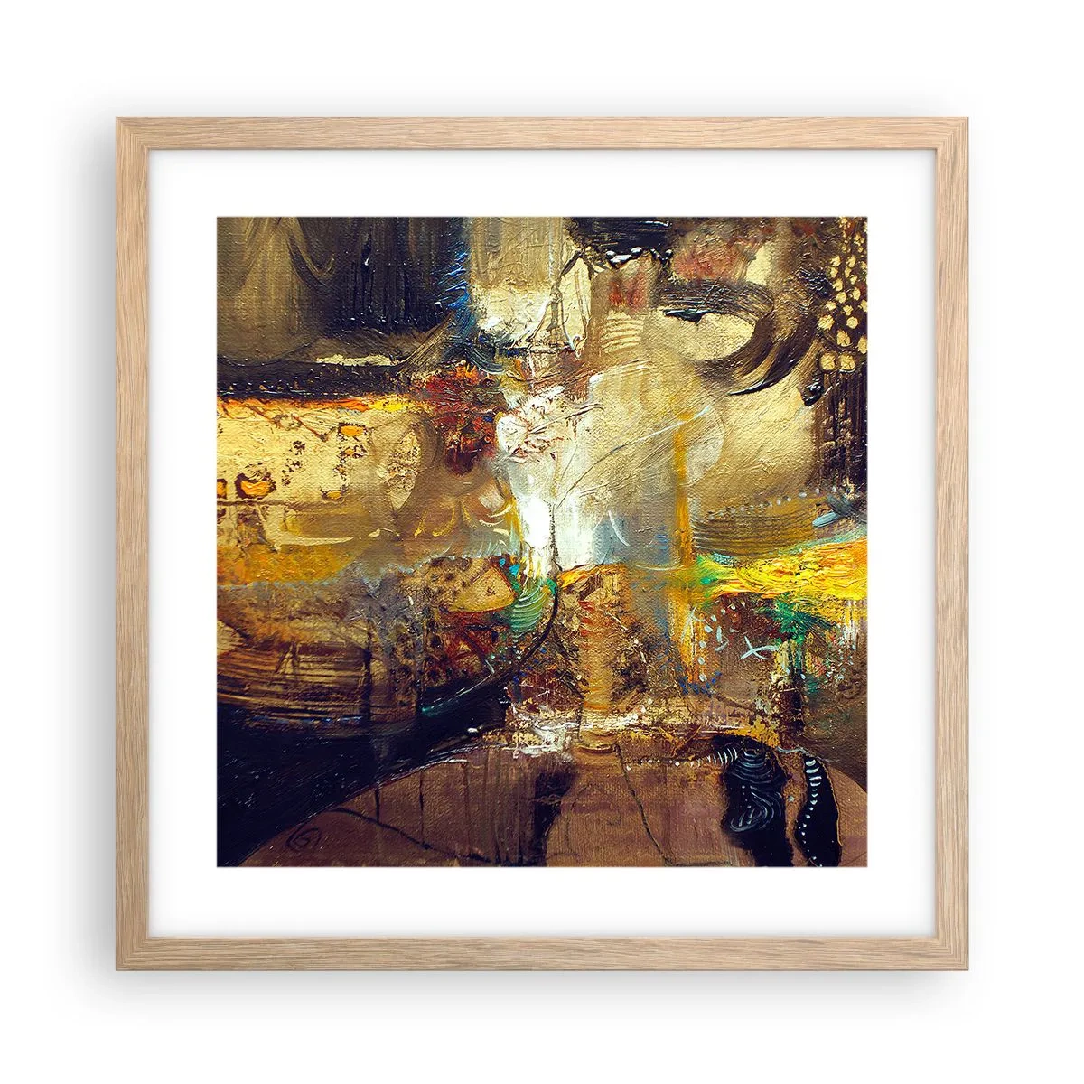 Een poster in een licht eiken lijst - Koud, warmer, heet - 40x40 cm