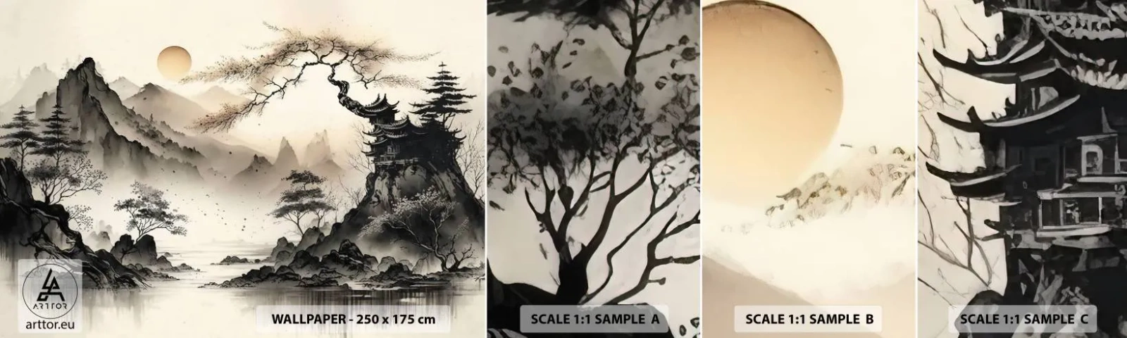 Fotobehang Monster Zelfklevend Deluxe Sticker - De unieke charme van het Oosten - Azië, Japan, Weergave - 100x30 cm