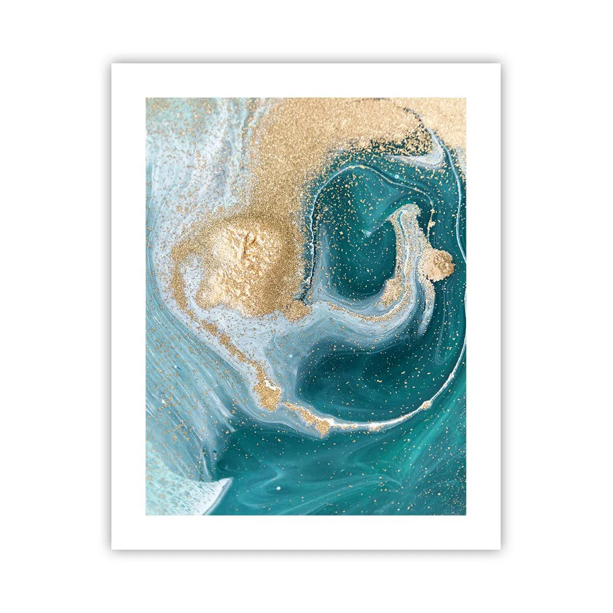 Poster - Een werveling van goud en turkoois - 40x50 cm