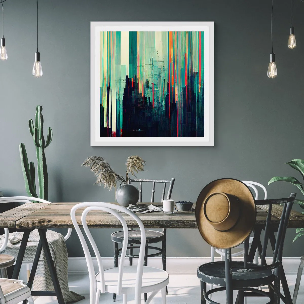 Poster in een witte lijst - Futuristische stad - 40x40 cm