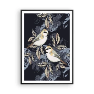 Poster in een zwarte lijst - Geel-blauwe triller - 70x100 cm