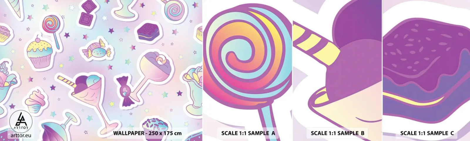 Fotobehang Staaltje Standard Eco - Dat het elke dag een verjaardag zou zijn - Voor kinderen, Snoep, Lolly - 100x30 cm