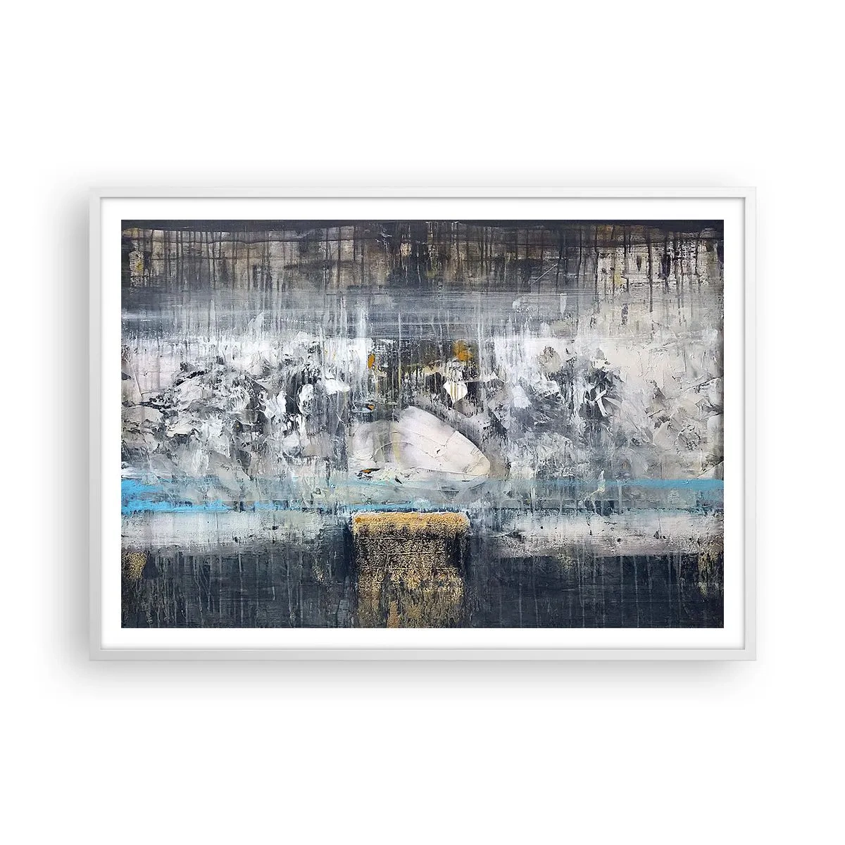 Poster in een witte lijst - Als op ijs, als zo moeizaam - 100x70 cm