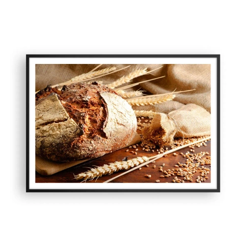 Poster in een zwarte lijst - Smakelijk, geurig, knapperig - 100x70 cm