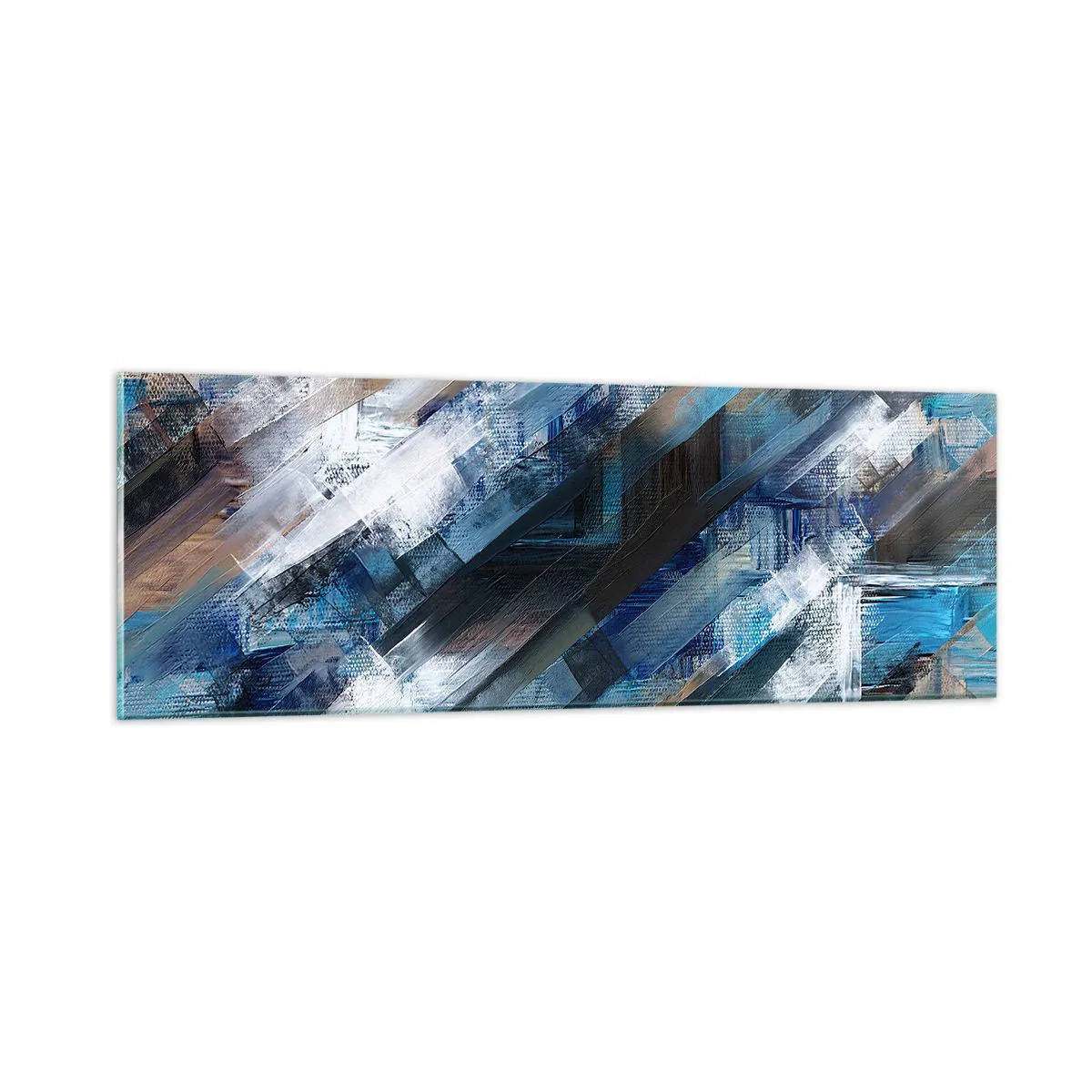Schilderen op glas - Op een blauwe diagonaal - 90x30 cm