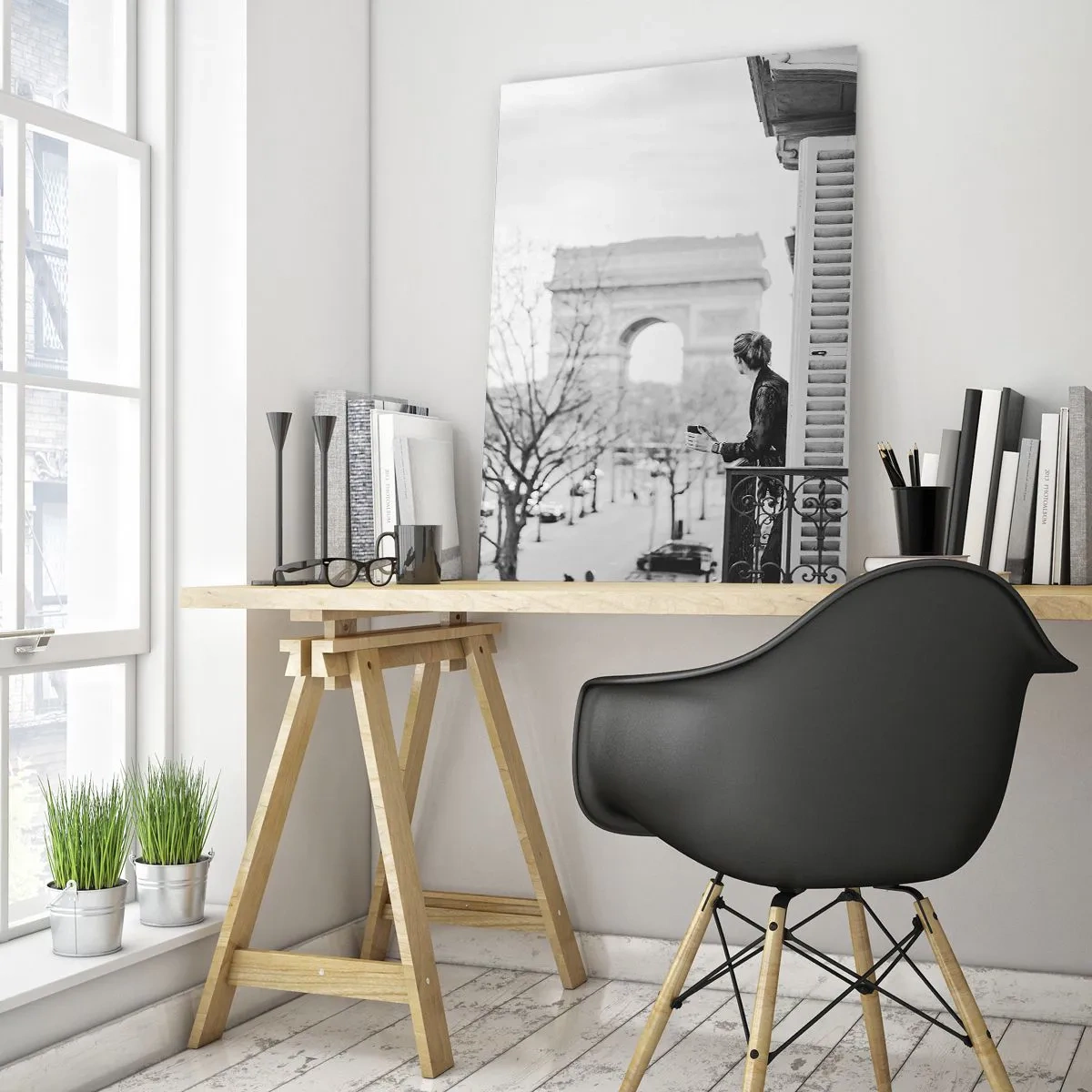 Schilderen op glas - Een kamer met uitzicht - 80x120 cm