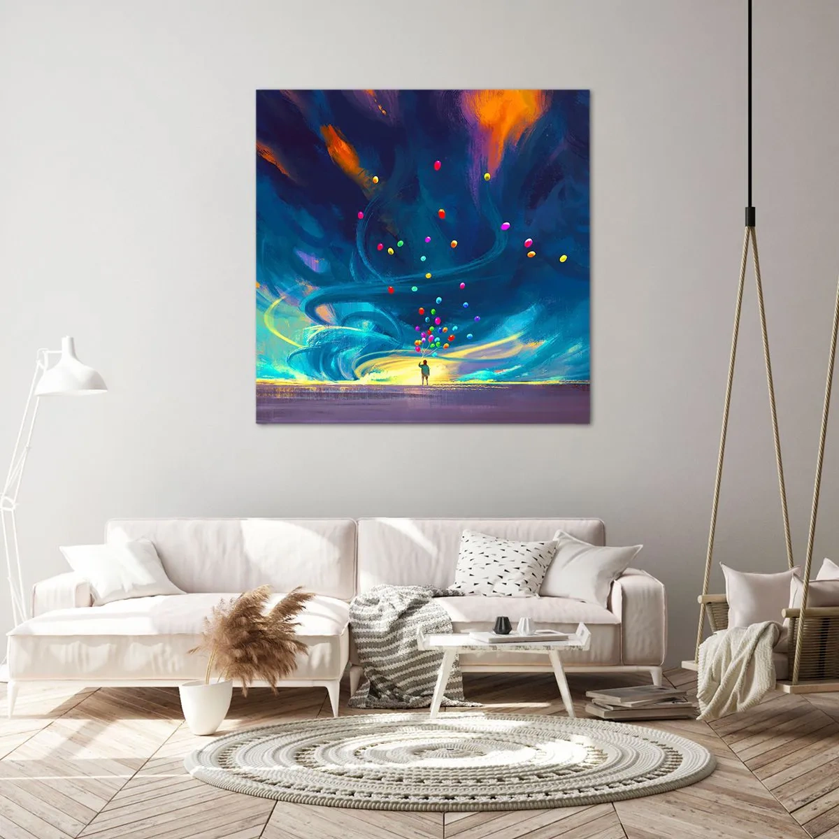 Schilderen op canvas - Naar de blauwe wind - 70x70 cm