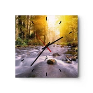 Wandklok - Klok - Malachiet in een zilveren en gouden lijst - 30x30 cm