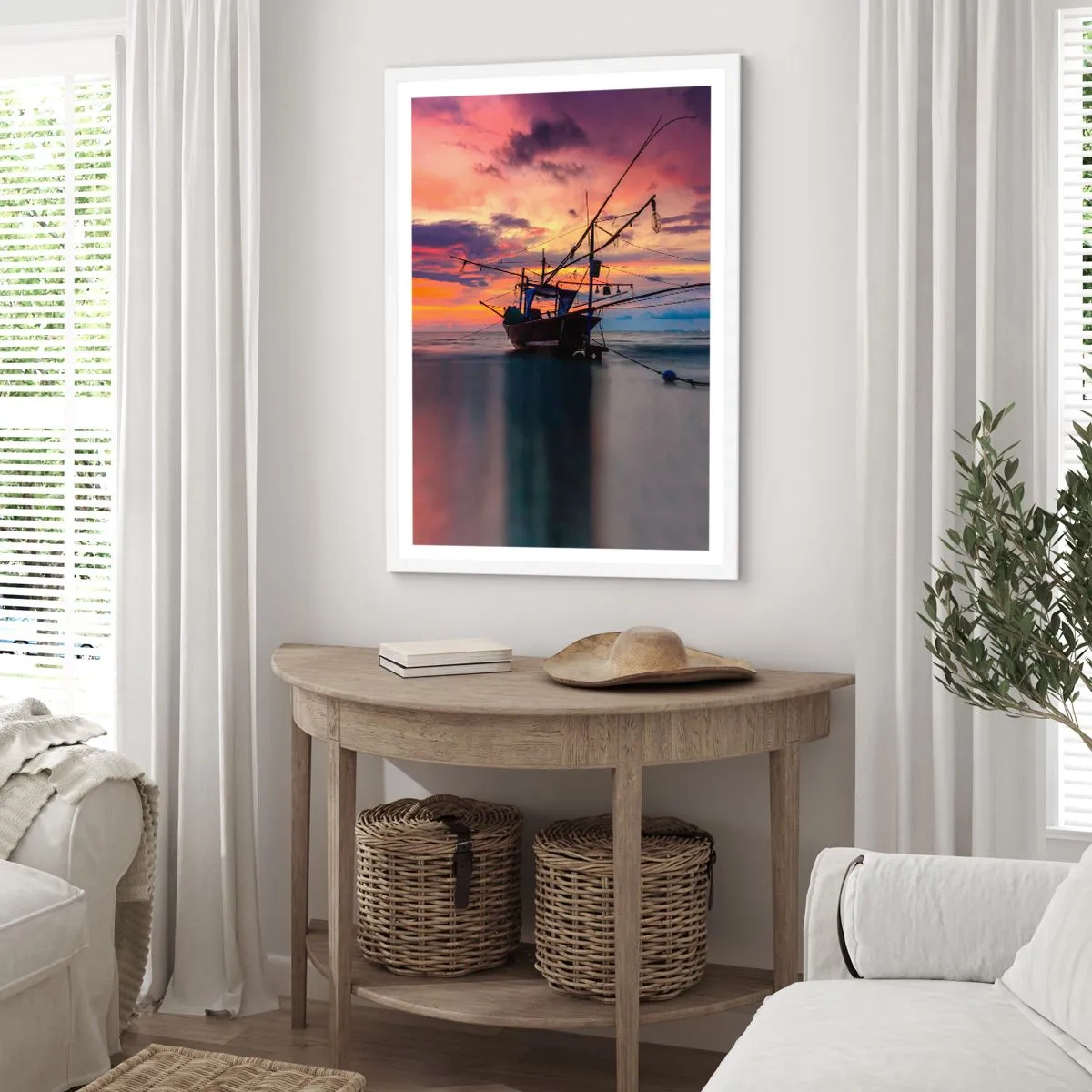 Poster in een witte lijst - Exotische avond - 70x100 cm