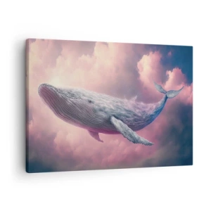 Schilderen op canvas - Een walvis die bij zonsondergang in de wolken zweeft - 70x50cm - Wrijf over je ogen - Moderne wanddecoratie voor woonkamer en slaapkamer ARTTOR