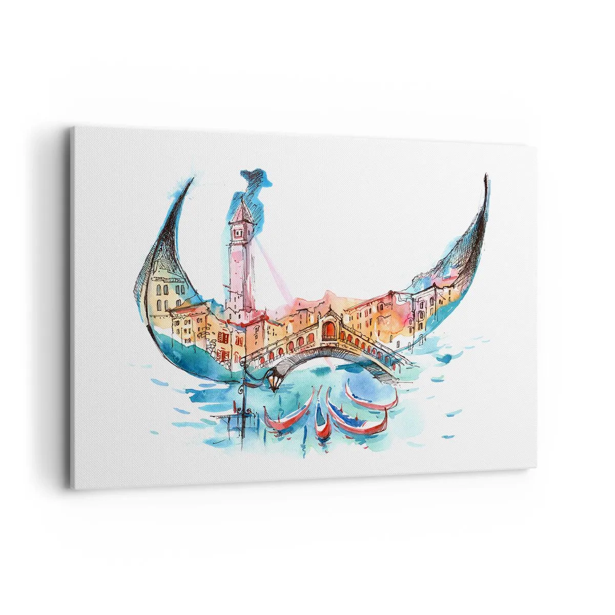 Schilderen op canvas - We varen door de stad - 100x70 cm