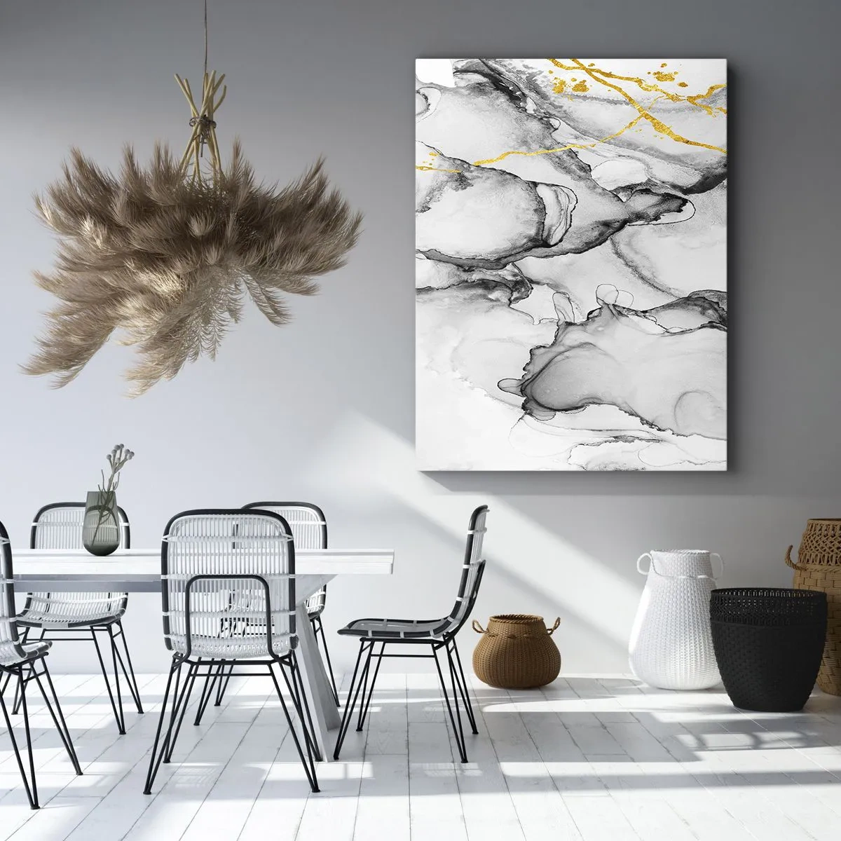 Schilderen op canvas - Compositie met een gouden motief - 45x80 cm