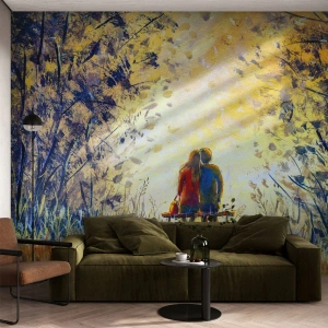 Zelfklevend Fotobehang Deluxe Sticker - Een magisch moment - Een paar geliefden, Park, Natuur - 200x140 cm