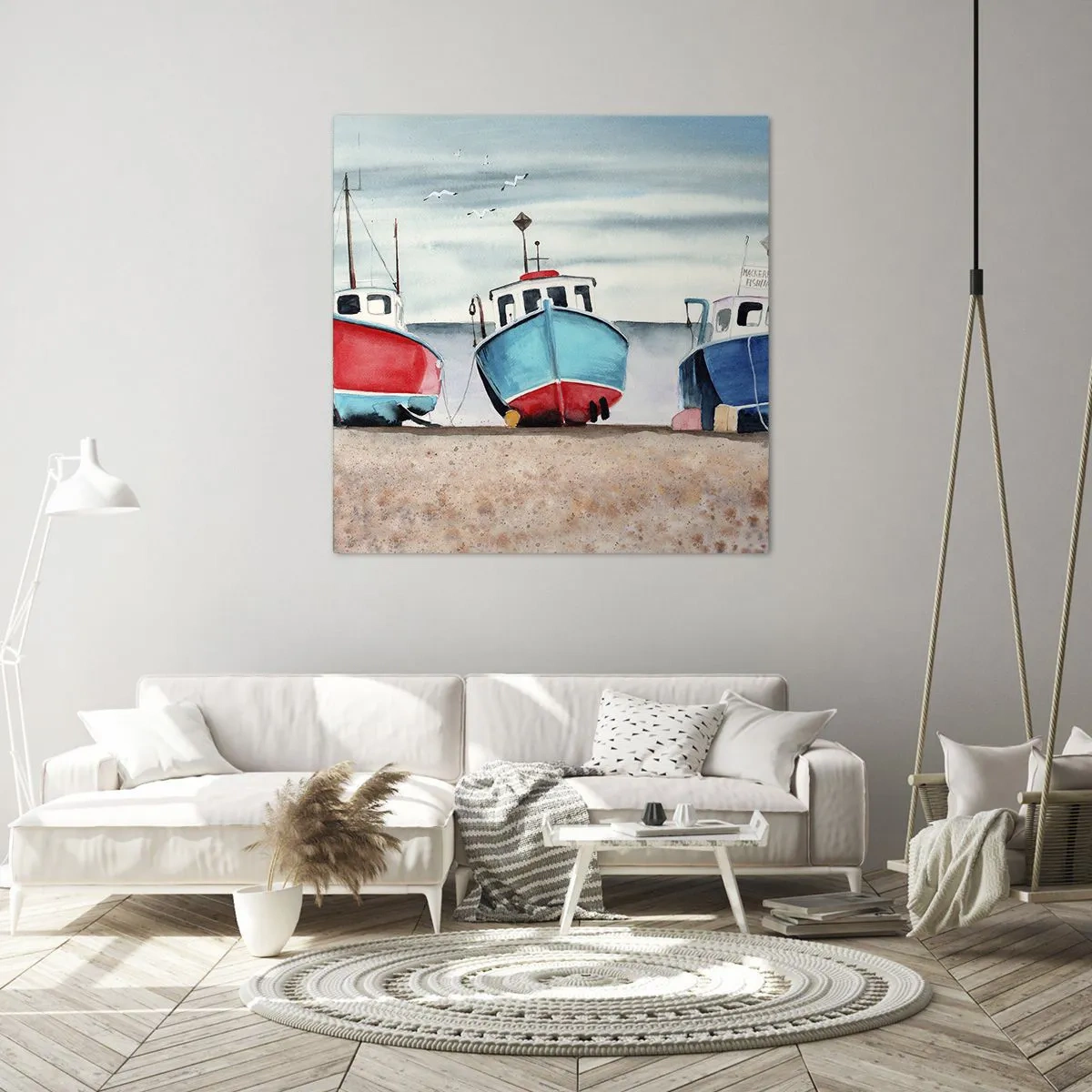 Schilderen op canvas - Klaar om te vissen - 30x30 cm