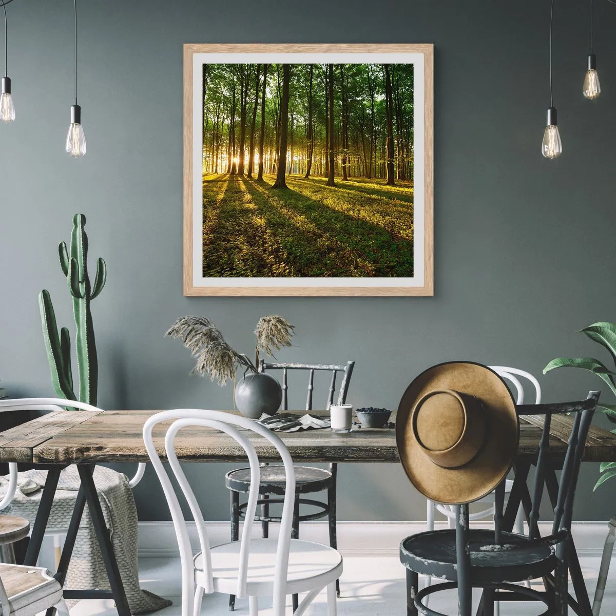 Een poster in een licht eiken lijst - Foto van de hele lente - 50x50 cm