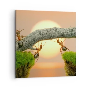 Schilderen op canvas - Gelukkig samenwerken - 60x60 cm