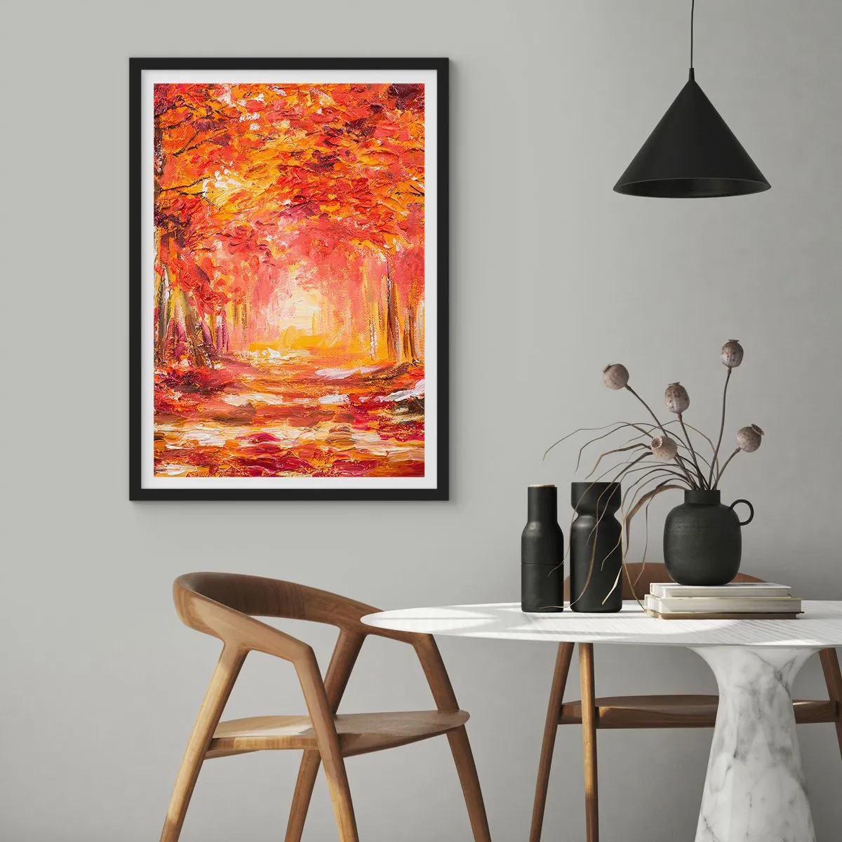 Poster in een zwarte lijst - Koperen bos - 40x50 cm