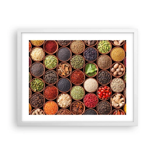 Poster in een witte lijst - Alle smaken van de wereld - 50x40 cm