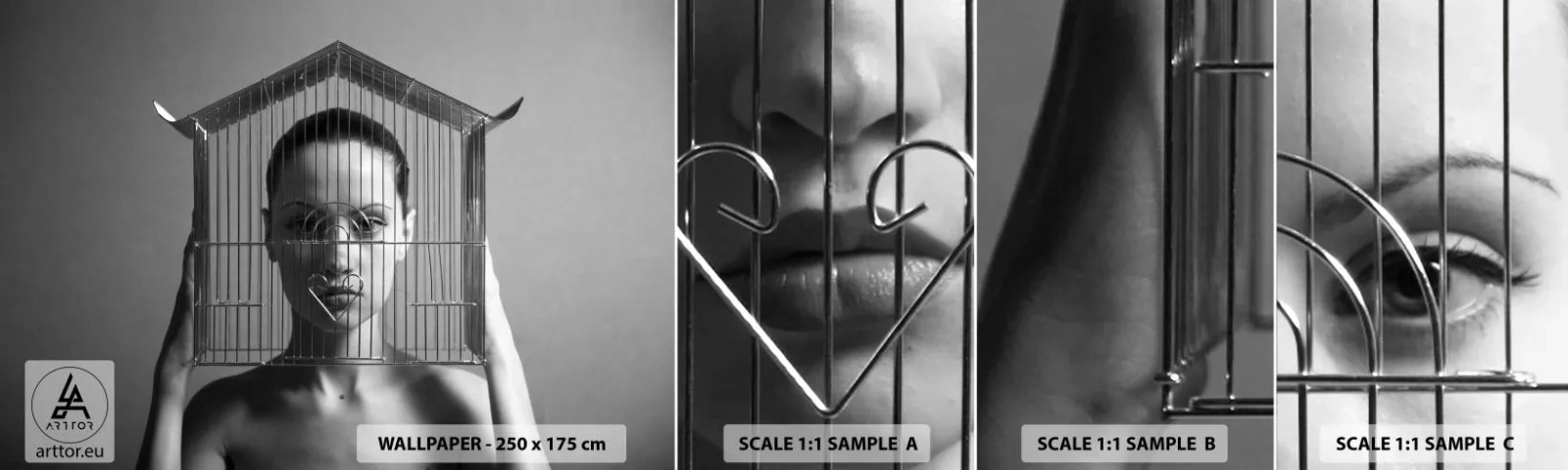 Fotobehang Monster Zelfklevend Deluxe Sticker - Een ietwat surrealistisch portret - Vrouw, Deel, Model - 100x30 cm