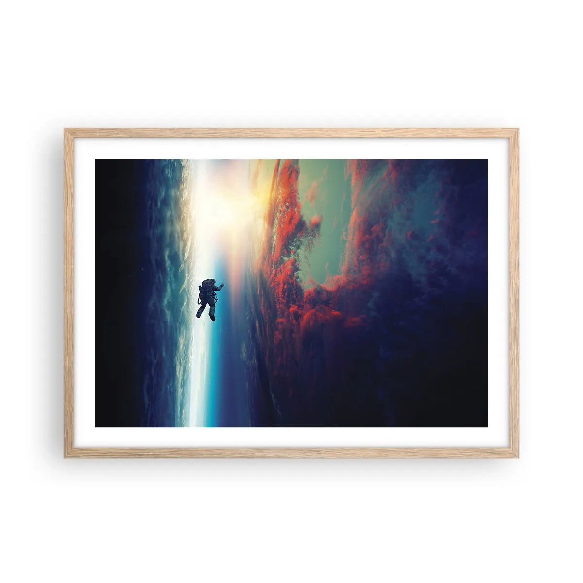 Een poster in een licht eiken lijst - Ga het universum tegemoet - 70x50 cm