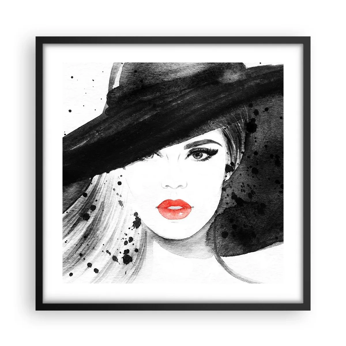 Poster in een zwarte lijst - Vrouw in het zwart - 50x50 cm