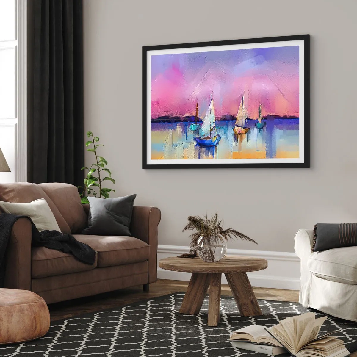Poster in een zwarte lijst - Richting: breed water - 91x61 cm