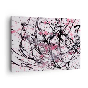 Schilderen op canvas - Abstract patroon in tinten roze, zwart en wit - 70x50cm - De vluchtige aard van het leven - Moderne wanddecoratie voor woonkamer en slaapkamer ARTTOR