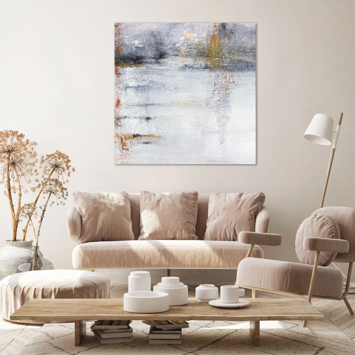 Schilderen op canvas - Achter de luchtgordijn - 50x50 cm