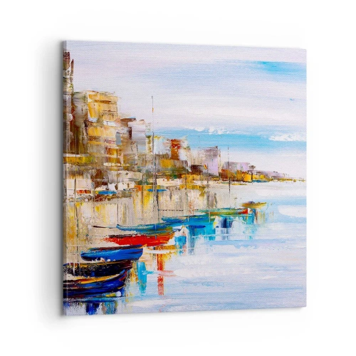 Schilderen op canvas - Een veelkleurig stedelijk toevluchtsoord - 60x60 cm