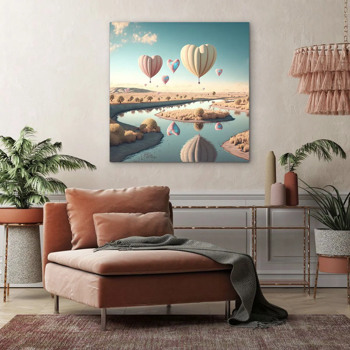 Schilderen op canvas - Liefde laat je vliegen - 40x40 cm