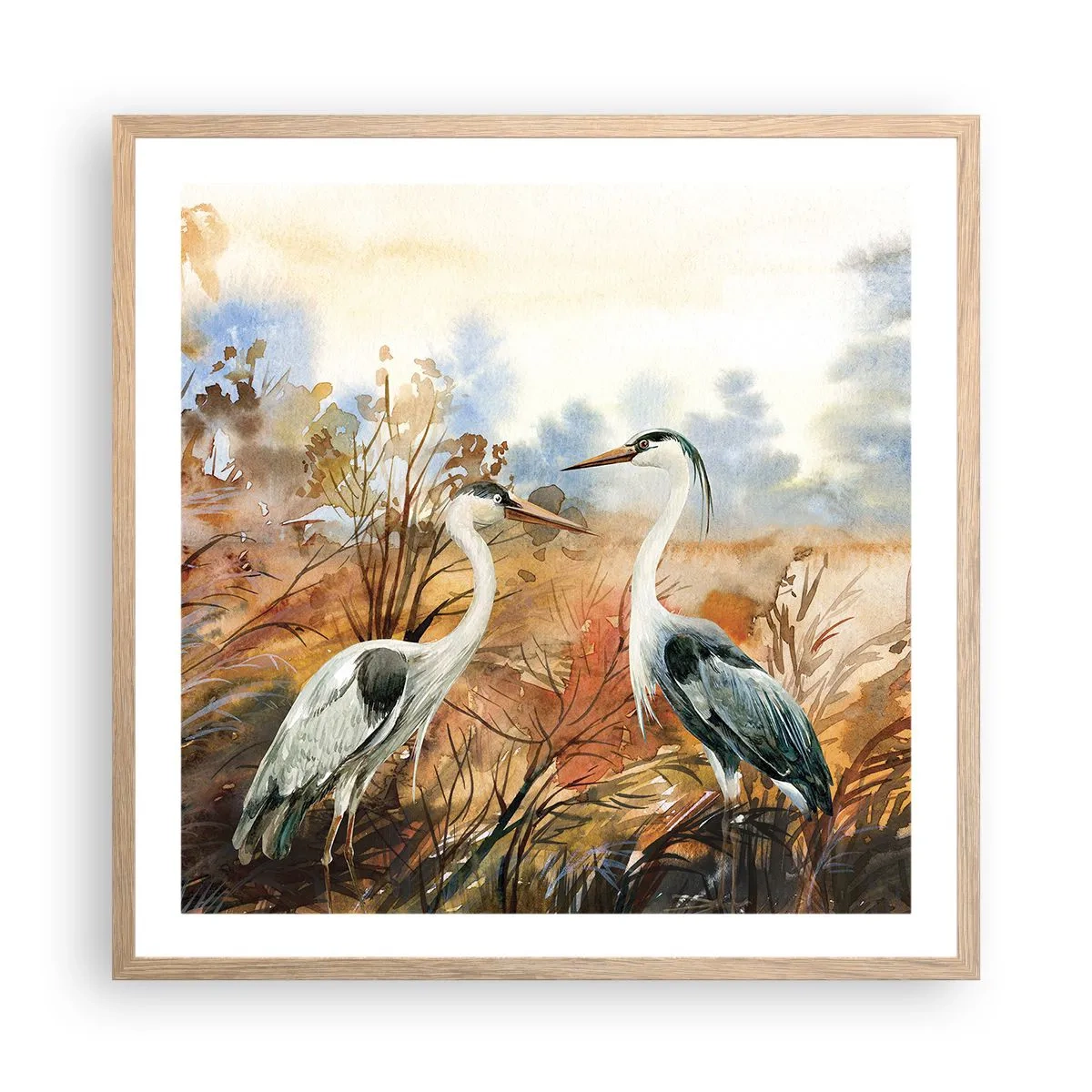 Een poster in een licht eiken lijst - Waarheen in de herfst? - 60x60 cm