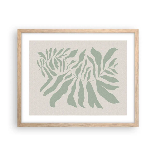 Een poster in een licht eiken lijst - Smaragdgroene tak - 50x40 cm