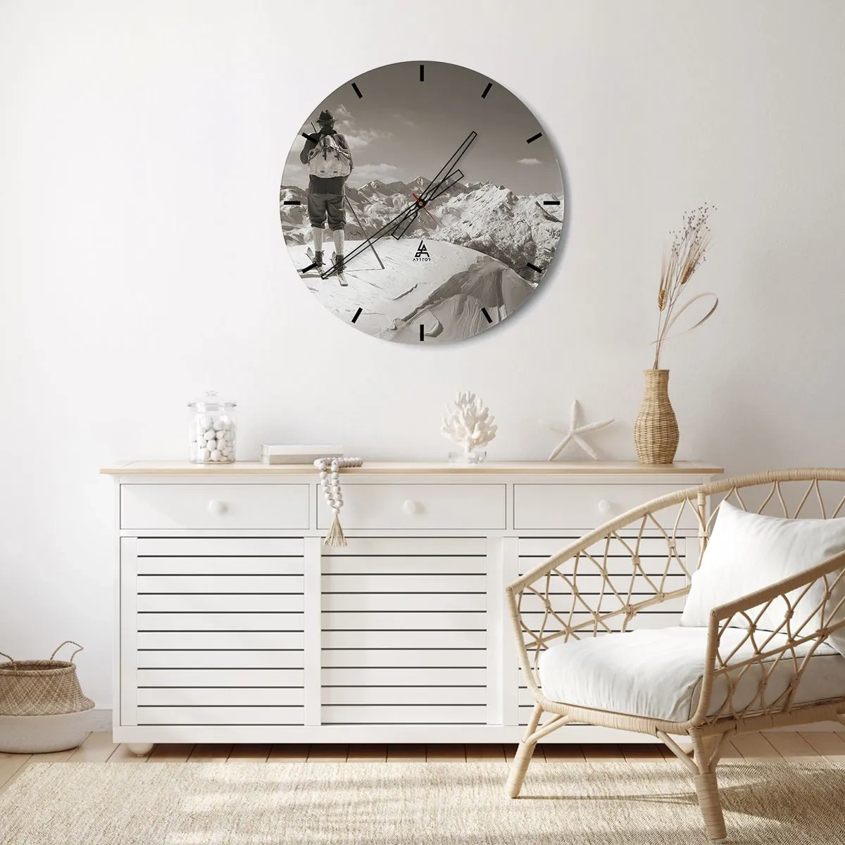 Wandklok - Klok - En de bergen blijven onveranderd - 40x40 cm