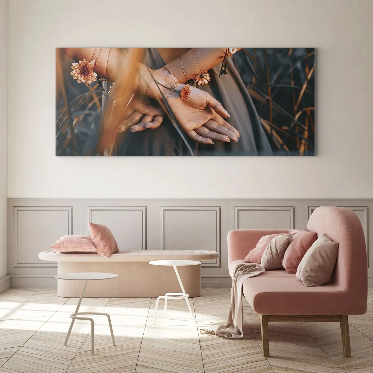 Schilderen op glas - Verbonden met de natuur - 120x50 cm