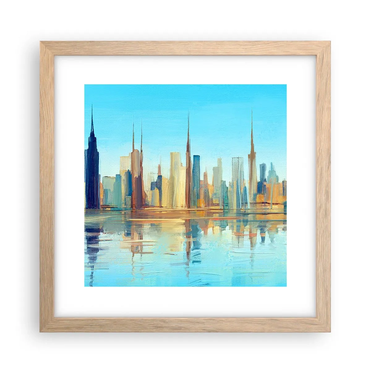 Een poster in een licht eiken lijst - Een zonnige metropool - 30x30 cm