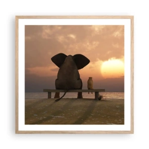 Een poster in een licht eiken lijst - Het is goed om samen stil te zijn - 60x60 cm