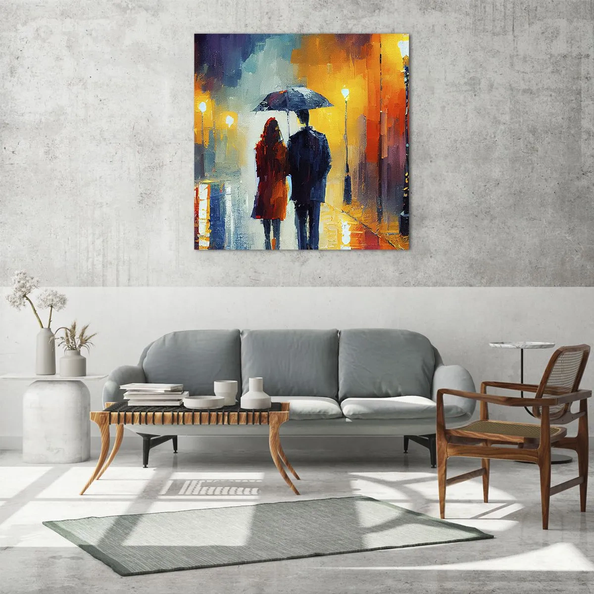 Schilderen op glas - Samen – een kleurrijke nacht - 40x40 cm