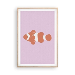 Een poster in een licht eiken lijst - In koraal dat bij haar gezicht en staart past - 61x91 cm