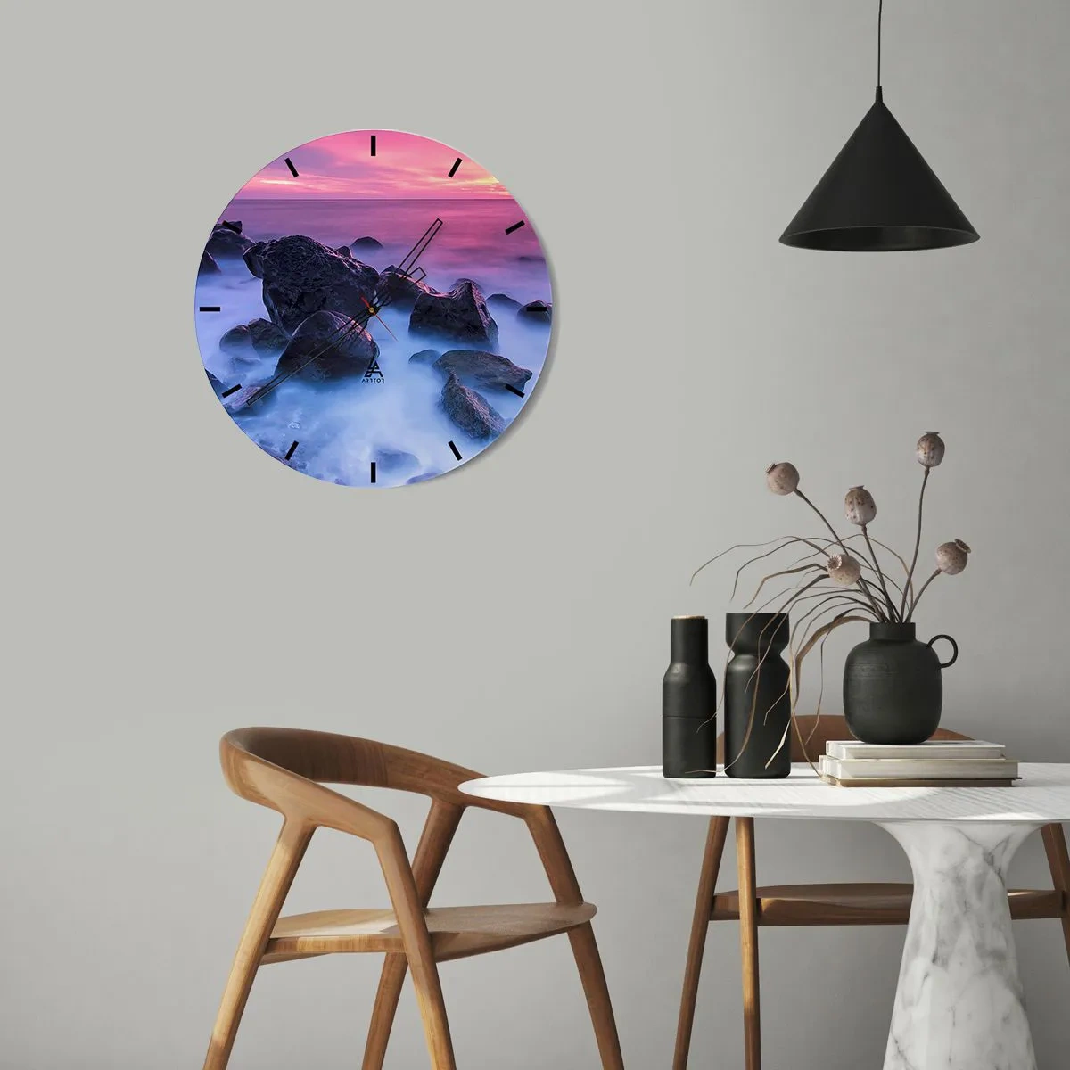 Wandklok - Klok - Geboorte in licht en mist - 40x40 cm