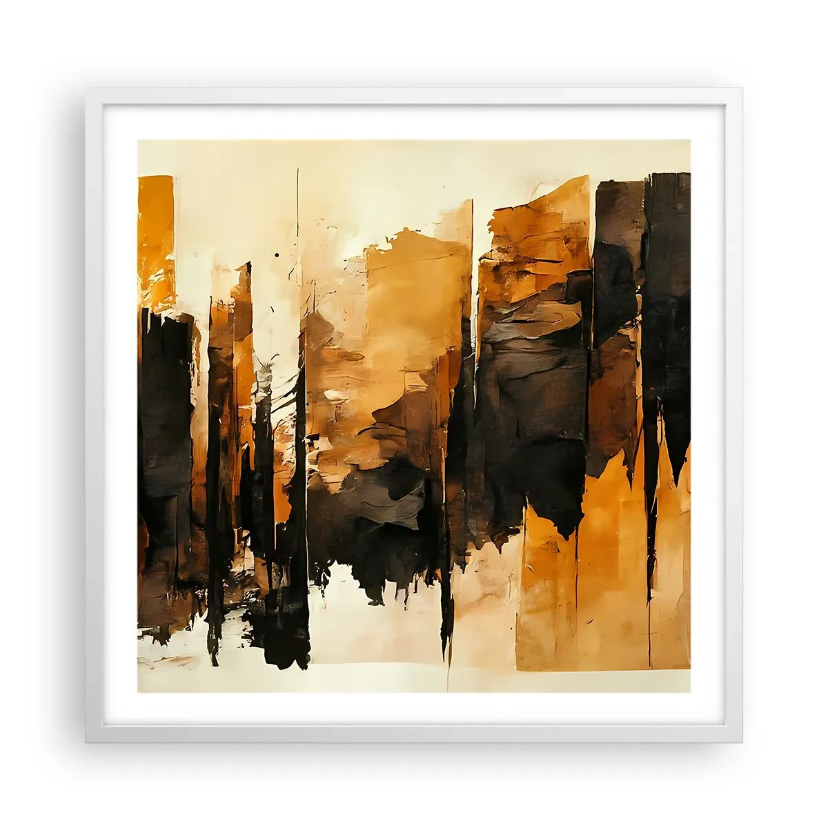 Poster in een witte lijst - Harmonie van zwart en goud - 60x60 cm