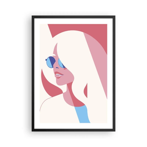 Poster in een zwarte lijst - Gestileerd portret van een vrouw met een zonnebril - 50x70cm - Het was een blondine... - Moderne wanddecoratie voor woonkamer en slaapkamer ARTTOR