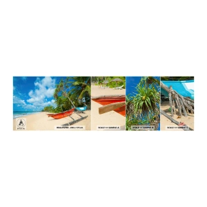 Fotobehang Monster Zelfklevend Deluxe Sticker - De charme van de tropen - Landschap, Oceaan, Exotisch strand - 100x30 cm