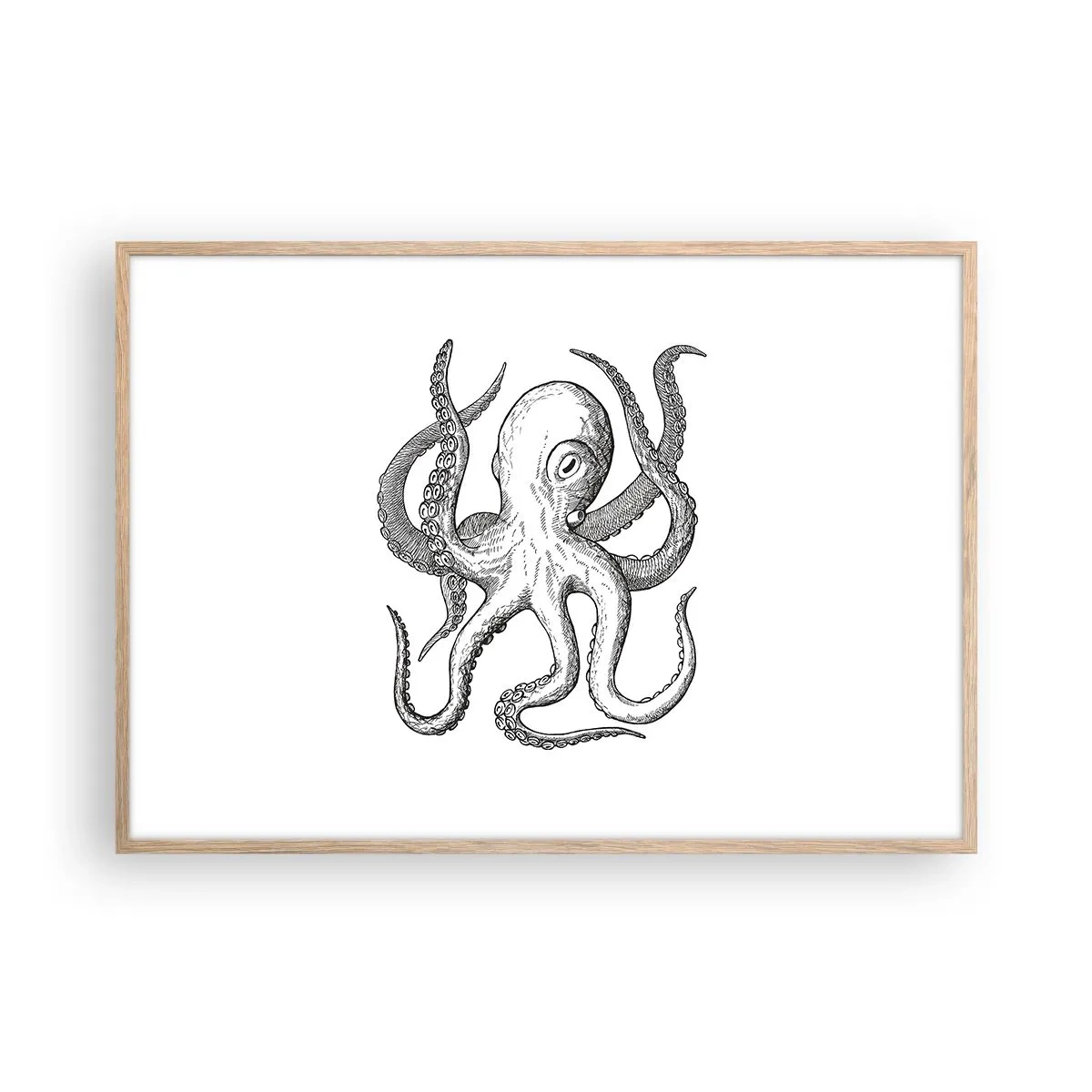 Een poster in een licht eiken lijst - Dansend met de golven - 100x70 cm