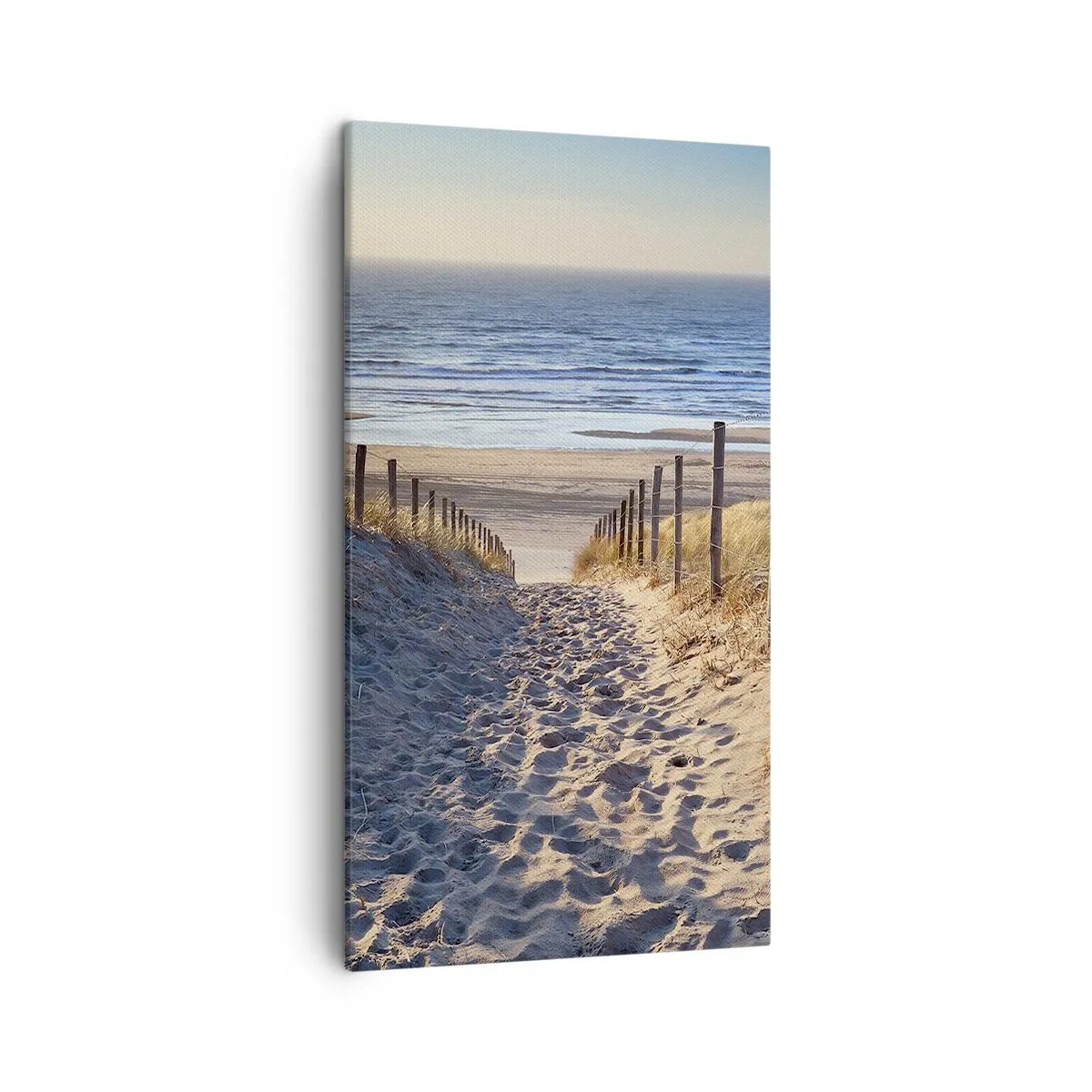 Schilderen op canvas - Het geluid van de zee, het zingen van vogels, een wild strand tussen het gras... - 45x80 cm